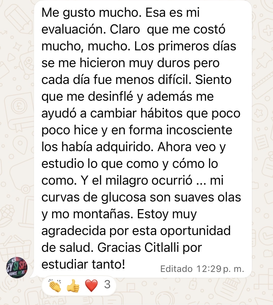 Testimonio de mentorada de PlanGluco